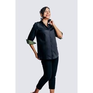 NEW PERLAVERA blair buttondown shirt in black